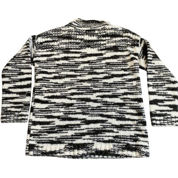 Rachel Zoe chunky knit pullover sweater gray & white variegated funnel neck M - Picture 2 of 6
